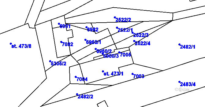 Parcela st. 6960/3 v KÚ Hošťálková, Katastrální mapa