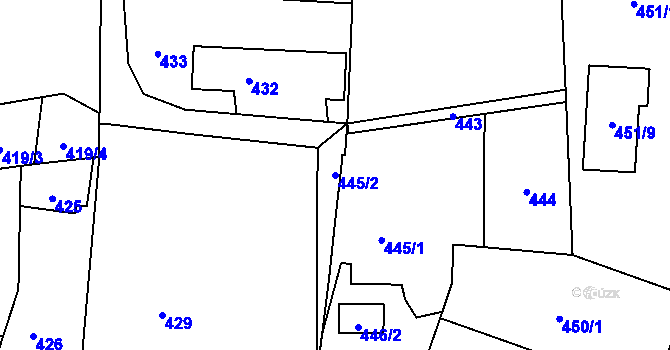 Parcela st. 445/2 v KÚ Hošťálkovice, Katastrální mapa