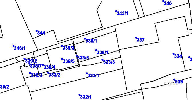 Parcela st. 338/1 v KÚ Hošťálkovice, Katastrální mapa