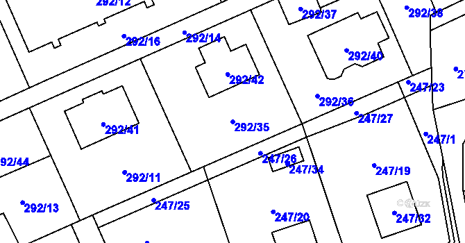 Parcela st. 292/35 v KÚ Hošťálkovice, Katastrální mapa