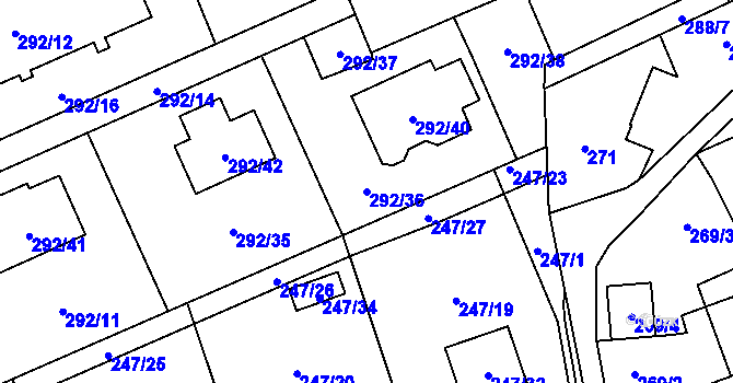 Parcela st. 292/36 v KÚ Hošťálkovice, Katastrální mapa