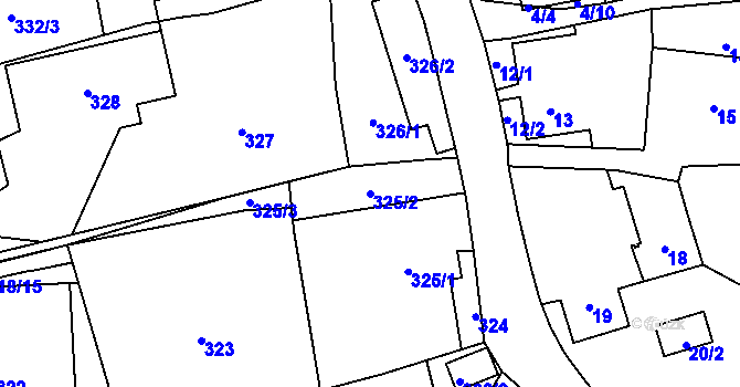Parcela st. 325/2 v KÚ Hošťálkovice, Katastrální mapa