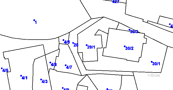 Parcela st. 29/1 v KÚ Hošťálkovice, Katastrální mapa