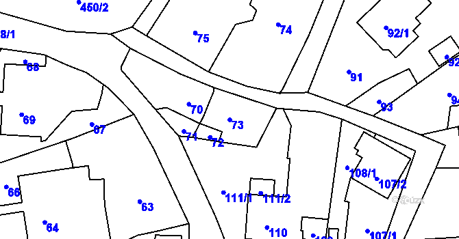 Parcela st. 73 v KÚ Hošťálkovice, Katastrální mapa