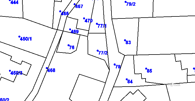 Parcela st. 77/2 v KÚ Hošťálkovice, Katastrální mapa