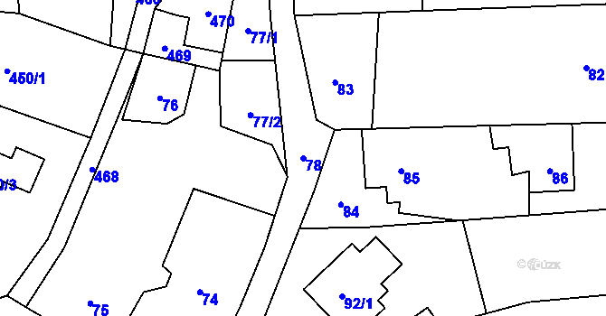 Parcela st. 78 v KÚ Hošťálkovice, Katastrální mapa