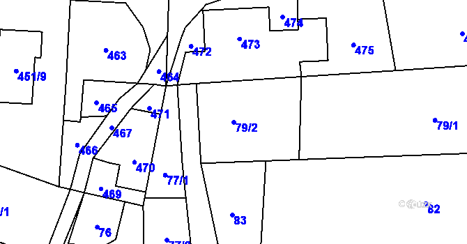 Parcela st. 79/2 v KÚ Hošťálkovice, Katastrální mapa