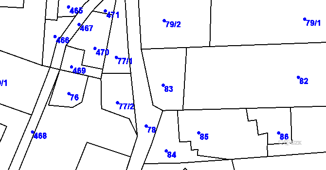 Parcela st. 83 v KÚ Hošťálkovice, Katastrální mapa
