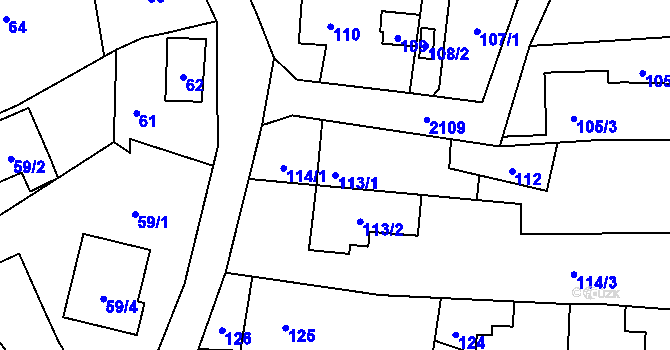 Parcela st. 113/1 v KÚ Hošťálkovice, Katastrální mapa