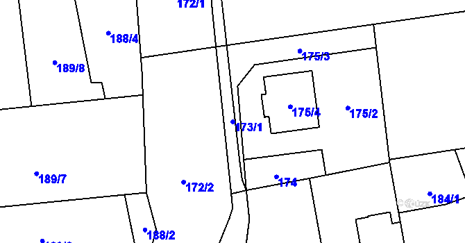 Parcela st. 173/1 v KÚ Hošťálkovice, Katastrální mapa
