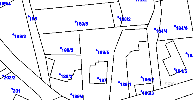 Parcela st. 189/5 v KÚ Hošťálkovice, Katastrální mapa
