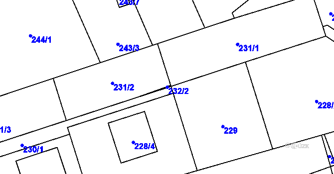 Parcela st. 232/2 v KÚ Hošťálkovice, Katastrální mapa