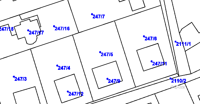 Parcela st. 247/5 v KÚ Hošťálkovice, Katastrální mapa