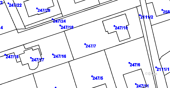 Parcela st. 247/7 v KÚ Hošťálkovice, Katastrální mapa
