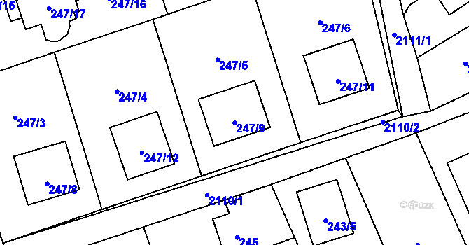 Parcela st. 247/9 v KÚ Hošťálkovice, Katastrální mapa