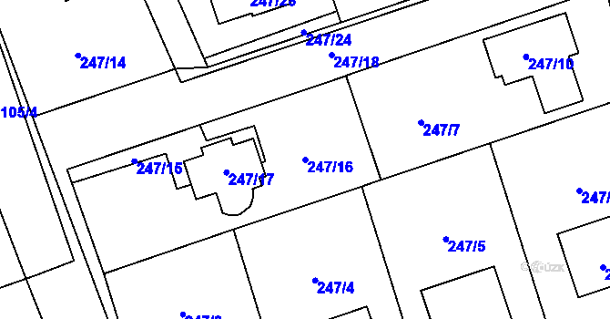 Parcela st. 247/16 v KÚ Hošťálkovice, Katastrální mapa