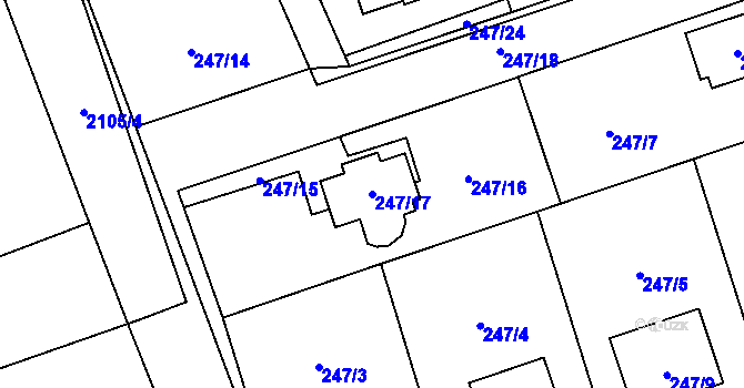 Parcela st. 247/17 v KÚ Hošťálkovice, Katastrální mapa