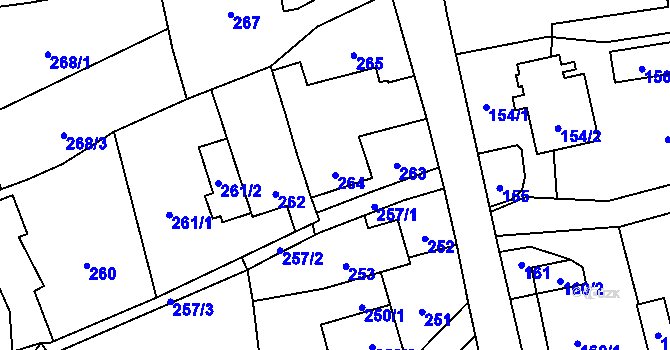 Parcela st. 264 v KÚ Hošťálkovice, Katastrální mapa