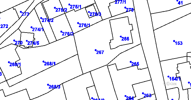 Parcela st. 267 v KÚ Hošťálkovice, Katastrální mapa