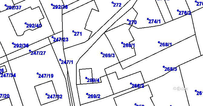 Parcela st. 269/3 v KÚ Hošťálkovice, Katastrální mapa