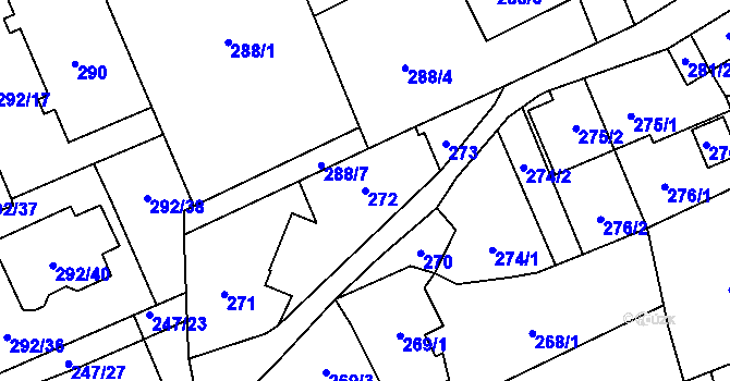 Parcela st. 272 v KÚ Hošťálkovice, Katastrální mapa