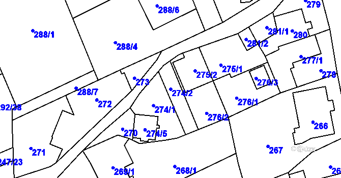 Parcela st. 274/2 v KÚ Hošťálkovice, Katastrální mapa