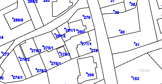 Parcela st. 277/1 v KÚ Hošťálkovice, Katastrální mapa