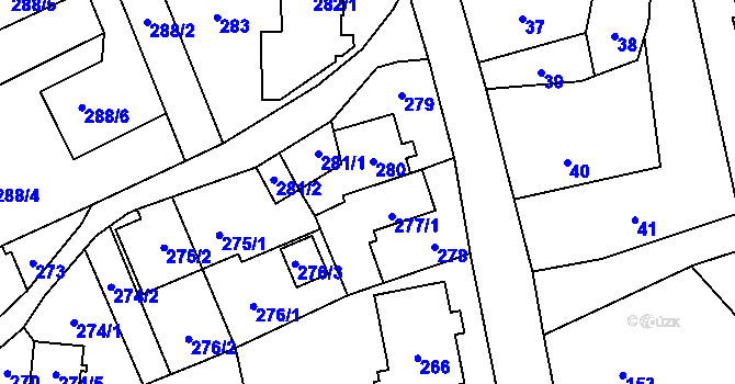 Parcela st. 277/2 v KÚ Hošťálkovice, Katastrální mapa