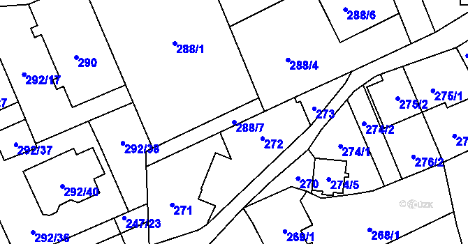 Parcela st. 288/7 v KÚ Hošťálkovice, Katastrální mapa