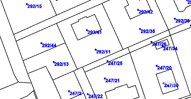 Parcela st. 292/11 v KÚ Hošťálkovice, Katastrální mapa