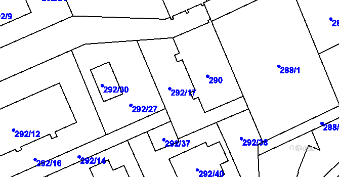 Parcela st. 292/17 v KÚ Hošťálkovice, Katastrální mapa