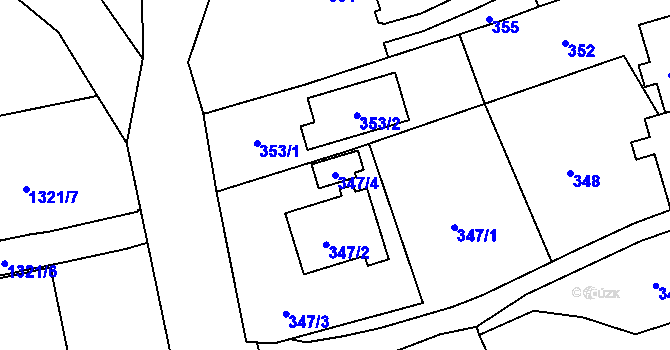 Parcela st. 347/4 v KÚ Hošťálkovice, Katastrální mapa