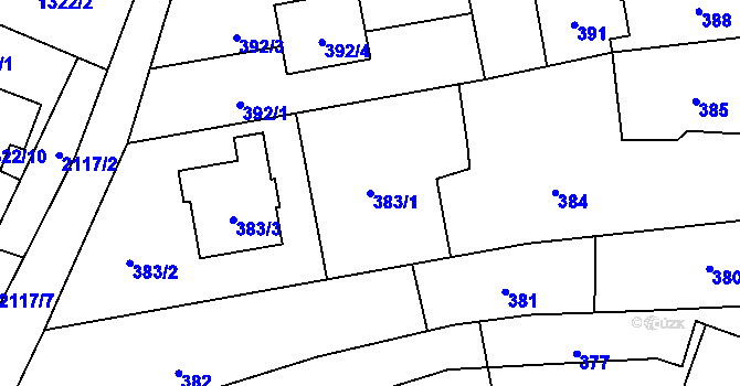 Parcela st. 383/1 v KÚ Hošťálkovice, Katastrální mapa
