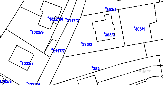 Parcela st. 383/2 v KÚ Hošťálkovice, Katastrální mapa