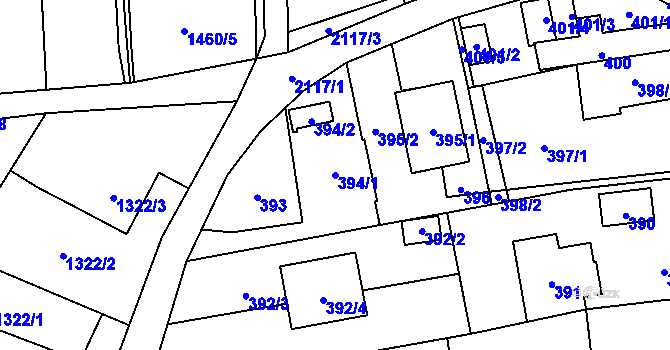 Parcela st. 394/1 v KÚ Hošťálkovice, Katastrální mapa