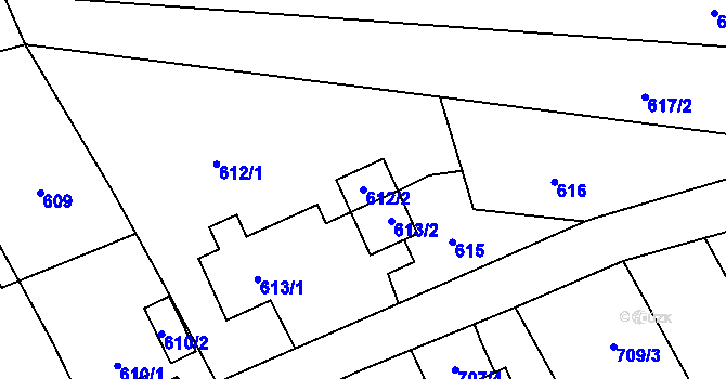 Parcela st. 612/2 v KÚ Hošťálkovice, Katastrální mapa