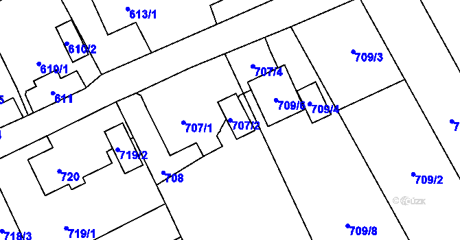 Parcela st. 707/2 v KÚ Hošťálkovice, Katastrální mapa