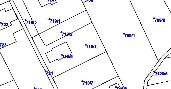 Parcela st. 718/1 v KÚ Hošťálkovice, Katastrální mapa