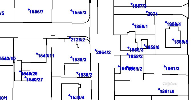 Parcela st. 2064/2 v KÚ Hošťálkovice, Katastrální mapa