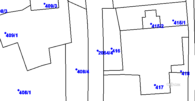 Parcela st. 2064/4 v KÚ Hošťálkovice, Katastrální mapa