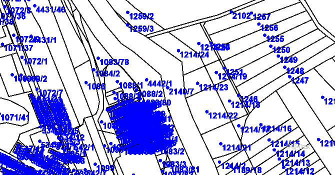 Parcela st. 2140/7 v KÚ Hošťálkovice, Katastrální mapa