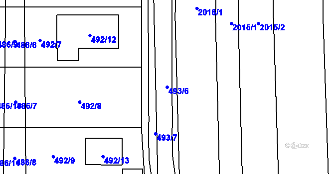 Parcela st. 493/6 v KÚ Hošťálkovice, Katastrální mapa