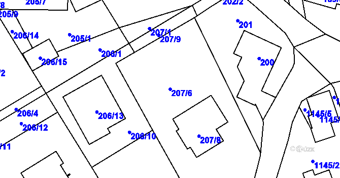 Parcela st. 207/6 v KÚ Hošťálkovice, Katastrální mapa