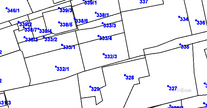 Parcela st. 332/3 v KÚ Hošťálkovice, Katastrální mapa