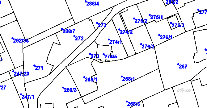 Parcela st. 274/5 v KÚ Hošťálkovice, Katastrální mapa