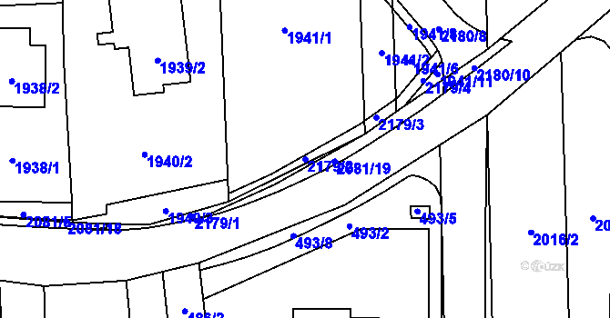 Parcela st. 2179/2 v KÚ Hošťálkovice, Katastrální mapa