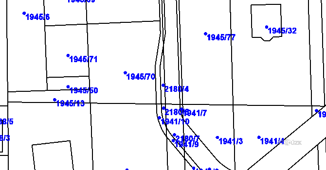 Parcela st. 2180/4 v KÚ Hošťálkovice, Katastrální mapa