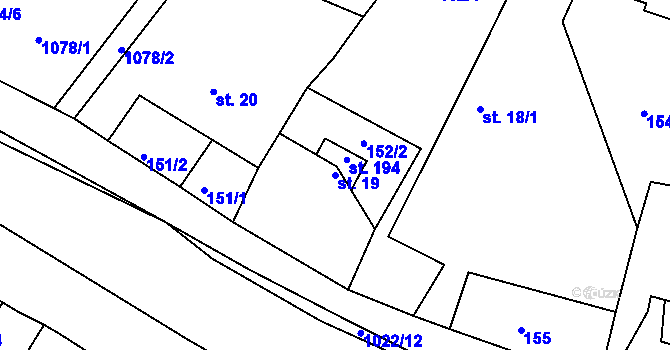 Parcela st. 19 v KÚ Hošťálkovy, Katastrální mapa