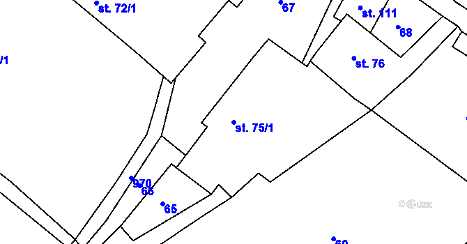 Parcela st. 75/1 v KÚ Hošťálkovy, Katastrální mapa