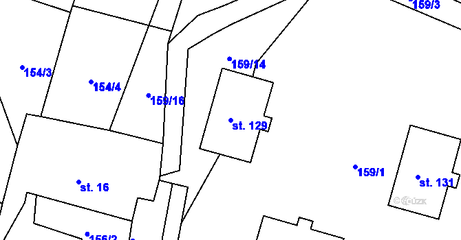 Parcela st. 129 v KÚ Hošťálkovy, Katastrální mapa